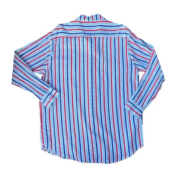Addison Bay Naples Dress Americana Stripe Seersucker Shirt Coverup - Size XL - Picture 6 of 14
